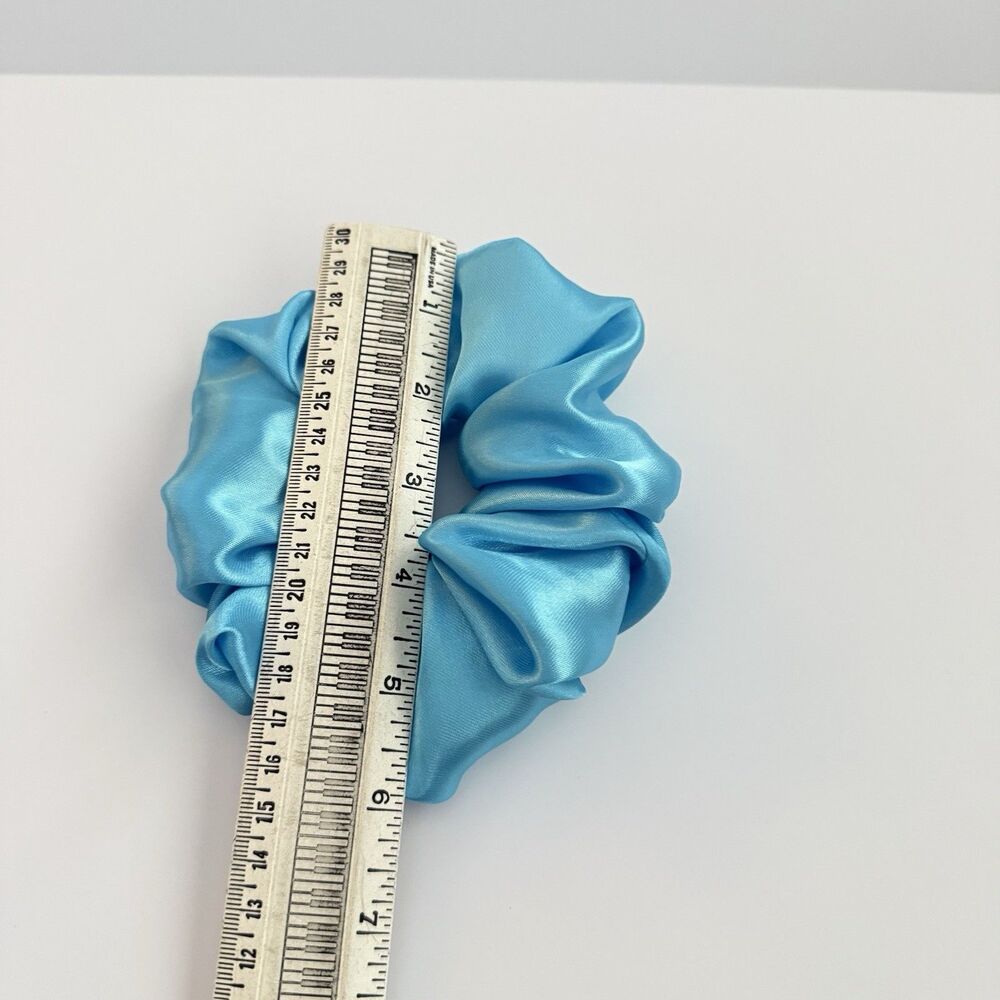 Luxury Blue Satin Scrunchie Handmade – Statement Hair Accessory - Picture 3 of 12
